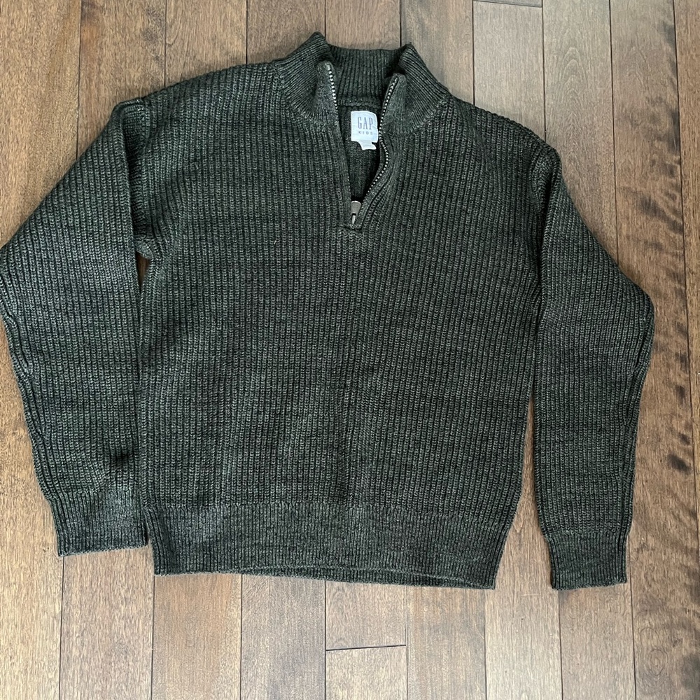 GAP Kids 1/4 Zip Cableknit Green Sweater